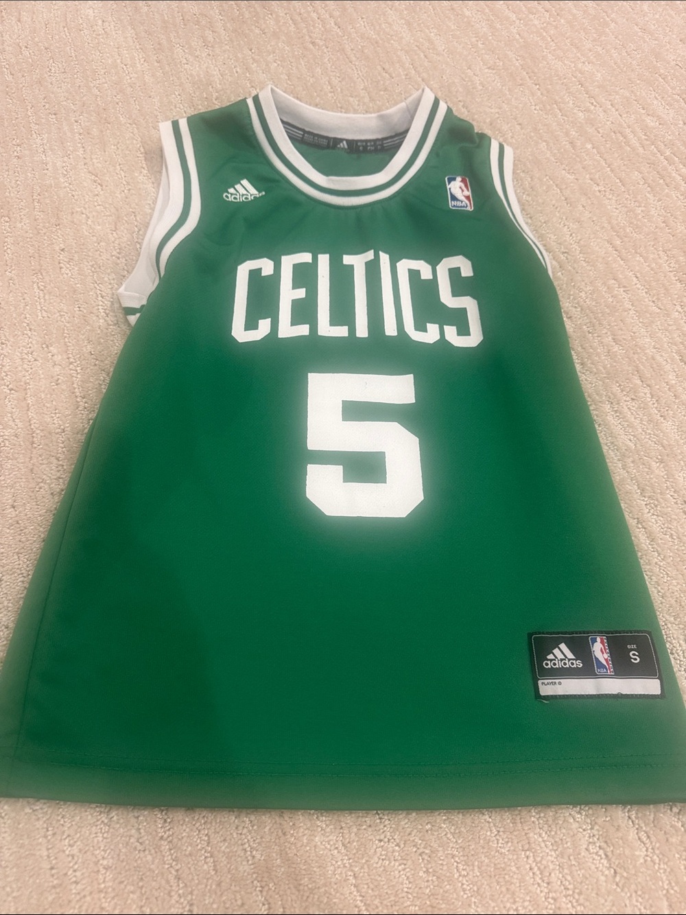 adidas Kids Celtics #5 Green and White Basketball Jersey